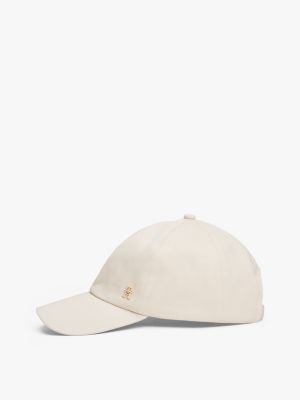 white chic five-panel baseball cap for women tommy hilfiger