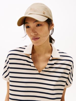 beige chic five-panel baseball cap for women tommy hilfiger