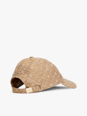 cappello da baseball th monogram beige da donne tommy hilfiger