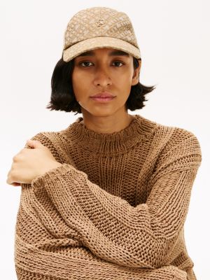 beige baseball-cap mit th-monogramm für damen - tommy hilfiger