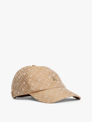 cappello da baseball th monogram beige da donne tommy hilfiger