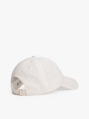 white linen five-panel baseball cap for women tommy hilfiger