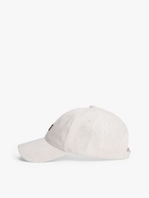 white linen five-panel baseball cap for women tommy hilfiger