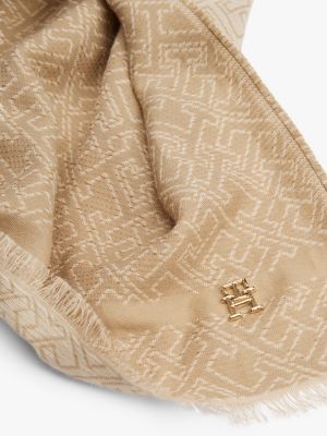 écharpe th monogram beige pour femmes tommy hilfiger