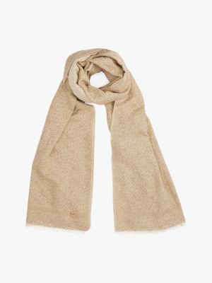 beige th monogram scarf for women tommy hilfiger