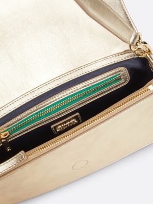 beige metallic leather chain shoulder bag for women tommy hilfiger