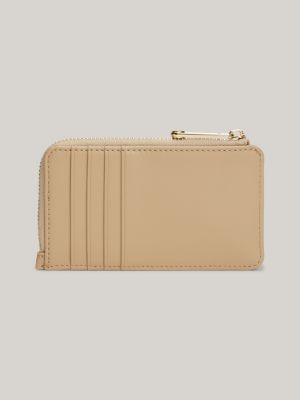 beige th monogram jacquard slim wallet for women tommy hilfiger