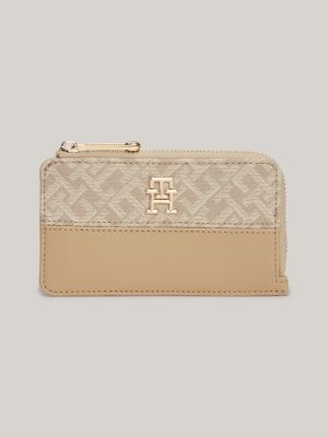 TH Monogram Jacquard Slim Wallet Beige Tommy Hilfiger