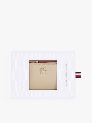 beige th monogram slim wallet for women tommy hilfiger