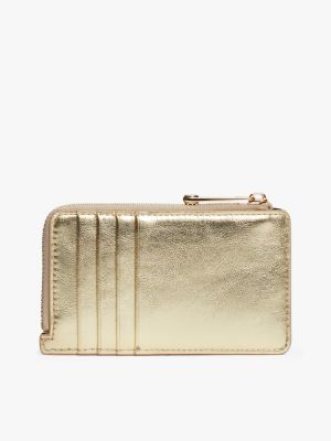 gold th monogram slim metallic wallet for women tommy hilfiger