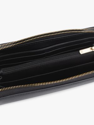 black th monogram zip-around wallet for women tommy hilfiger