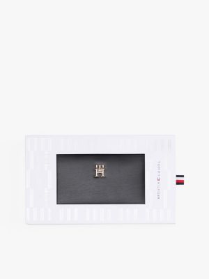 black portemonnee met rits en th-monogram voor dames - tommy hilfiger