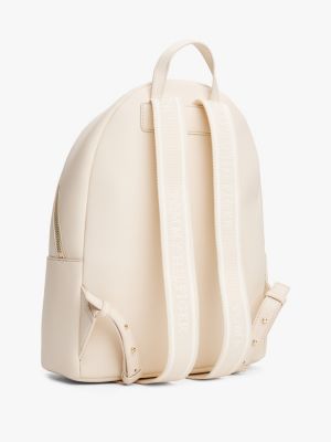 beige kuppelförmiger rucksack mit logomuster für damen - tommy hilfiger