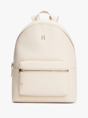 sac à dos arrondi à motif logo beige pour femmes tommy hilfiger