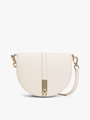 white heritage crossbody-satteltasche für damen - tommy hilfiger