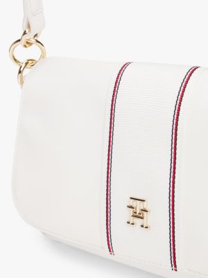 sac bandoulière porté épaule à monogramme th blanc pour femmes tommy hilfiger