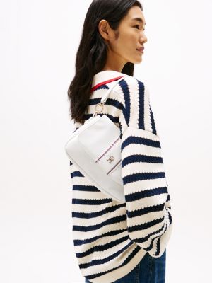 sac bandoulière porté épaule à monogramme th blanc pour femmes tommy hilfiger