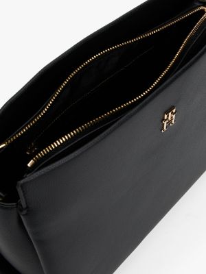 schwarz crossbody-satchel mit genarbtem finish für damen - tommy hilfiger