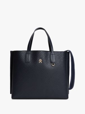 sac bandoulière à monogramme th embossé blue pour femmes tommy hilfiger