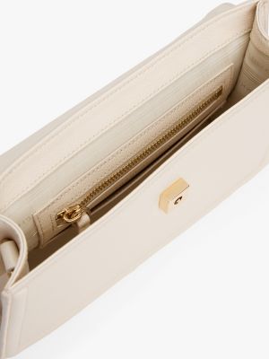 weiß crossbody-satchel mit drehverschluss für damen - tommy hilfiger