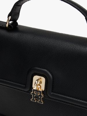 schwarz crossbody-satchel mit drehverschluss für damen - tommy hilfiger