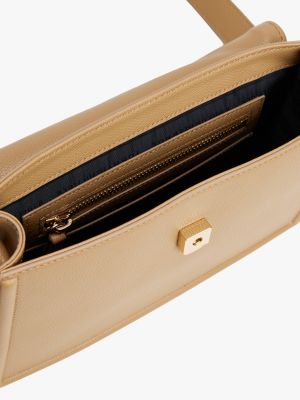 braun crossbody-satchel mit drehverschluss für damen - tommy hilfiger