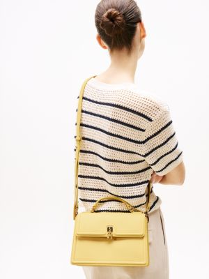 yellow turn lock crossbody satchel for women tommy hilfiger