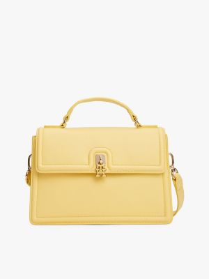 yellow crossbody-satchel mit drehverschluss für damen - tommy hilfiger