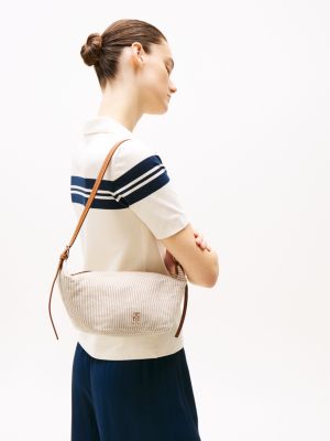 sac à bandoulière en toile beige pour femmes tommy hilfiger