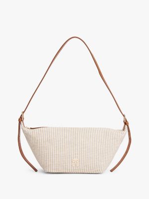 beige crossbody-tasche aus canvas für damen - tommy hilfiger