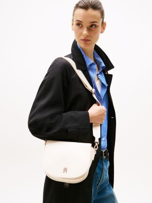 white logo strap crossbody saddle bag for women tommy hilfiger