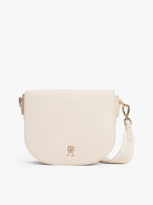 white crossbodytas met logoband voor dames - tommy hilfiger