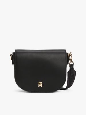 black logo strap crossbody saddle bag for women tommy hilfiger