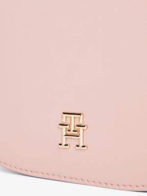 pink logo strap crossbody saddle bag for women tommy hilfiger