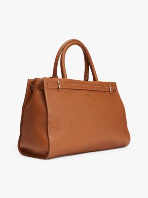 braun the american icon tote-bag aus leder für damen - tommy hilfiger