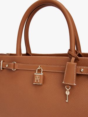 brown the american icon leather tote bag for women tommy hilfiger