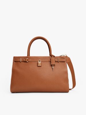 bolso tote the american icon de piel brown de mujeres tommy hilfiger