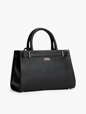 black the american icon leather tote bag for women tommy hilfiger
