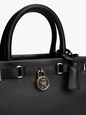 black the american icon leather tote bag for women tommy hilfiger