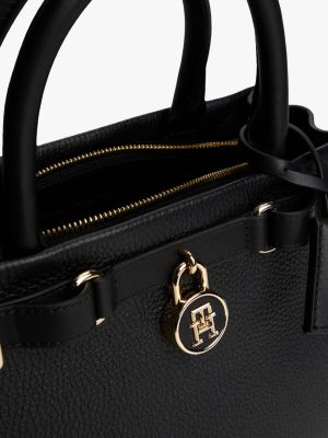 black the american icon leather tote bag for women tommy hilfiger