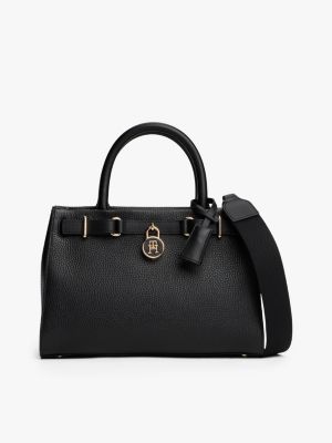 black the american icon leather tote bag for women tommy hilfiger