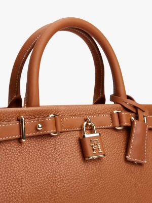 brown the american icon leather tote bag for women tommy hilfiger