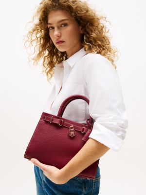 red the american icon leather tote bag for women tommy hilfiger