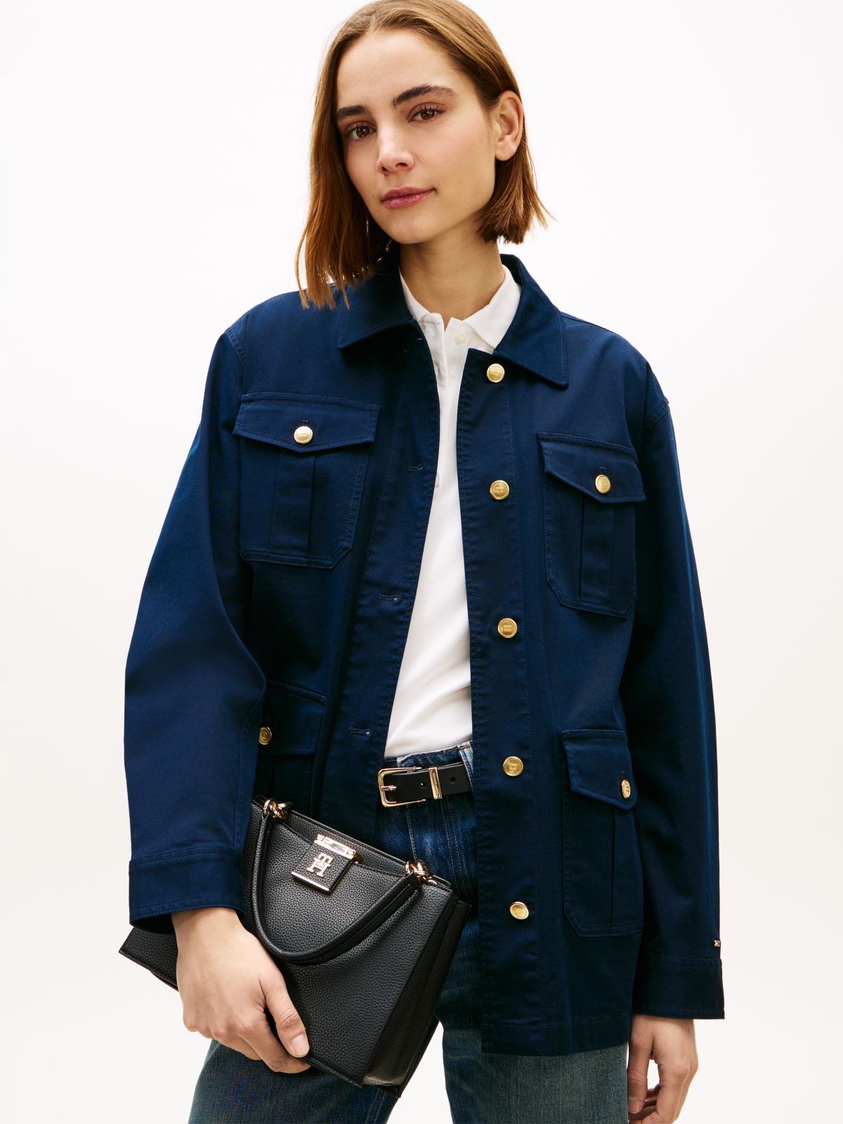 TH Monogram Crossbody Satchel — Black