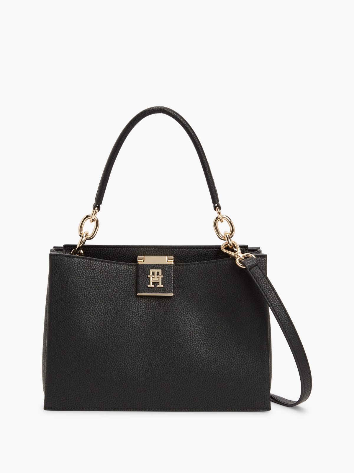 TH Monogram Crossbody Satchel — Black