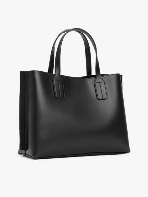 borsa tote con tracolla in tessuto nero da donne tommy hilfiger