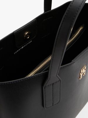 schwarz tote-bag mit gurtband-riemen für damen - tommy hilfiger