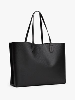 borsa tote con monogrammi th nero da donne tommy hilfiger