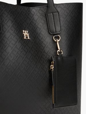 cabas à monogramme th noir pour femmes tommy hilfiger