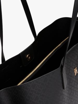 borsa tote con monogrammi th nero da donne tommy hilfiger